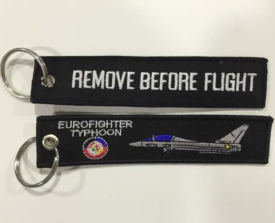 Llavero tela Remove Before Flight Eurofighter Typhoon negro